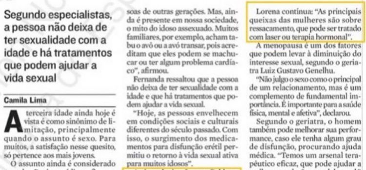 Entrevista para @agazetaes sobre sexo na terceira idade.