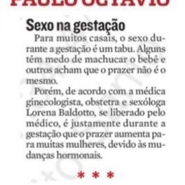 Entrevista para o Jornal Atribuna sobre sexo na gestação